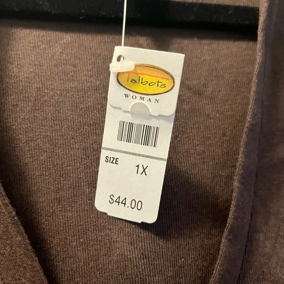 Talbots Brown Tie Front Hooded Long Sleeve Top - Picture 3 of 5